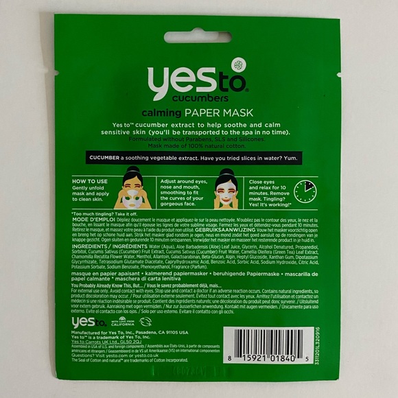 Home Spa Night- Bow Headband - Sheet Face Mask - Lip Scrub Mask Yes to Cucumbers - Picture 3 of 6